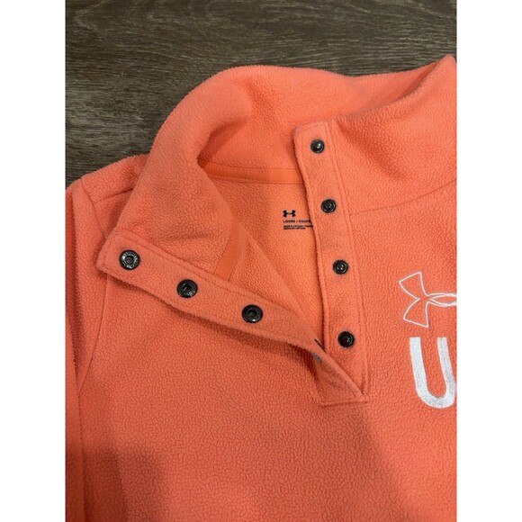 Under Armour Youth Large Fleece Pullover Sweatshirt Neon Orange - Picture 3 of 8